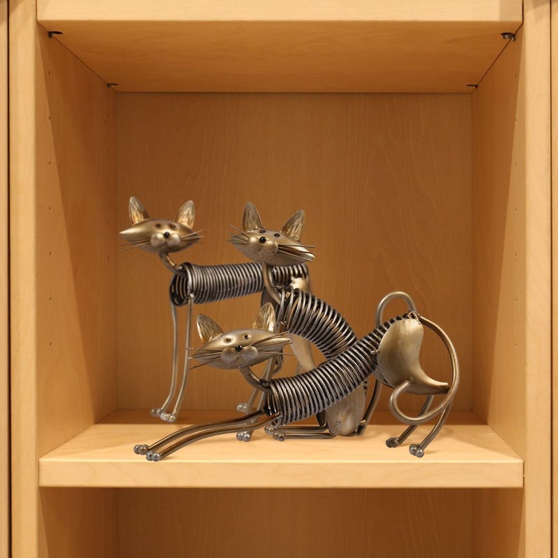 Tooarts Metal Sculpture Iron Art Cat Spring Handicraft Crafting Home Decoration Furnishing Craft - Image 5