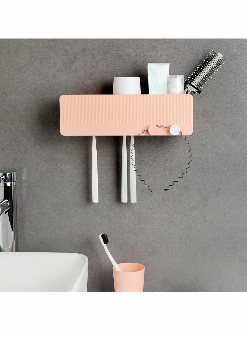 Wall Mounted Toothbrush Holder, with 2 Cups for Bathroom Storage Organizer Family Set, 11.02 x 3.74 3.35 inch - Image 2