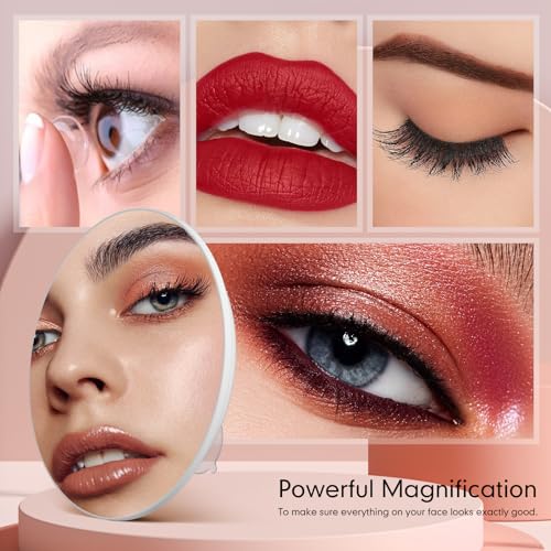 Suupvaor Magnifying Mirror 30X with Suction Cups, Large 6inch Travel 30X Magnified Round Makeup Mirror with High Magnification, Make up Mirror with Tweezers Sets - Image 2