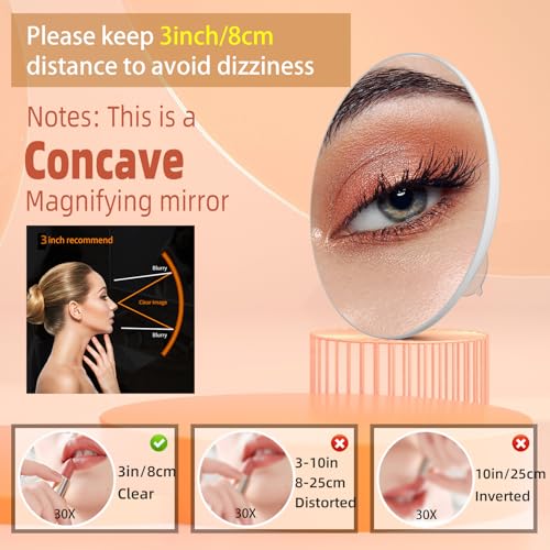 Suupvaor Magnifying Mirror 30X with Suction Cups, Large 6inch Travel 30X Magnified Round Makeup Mirror with High Magnification, Make up Mirror with Tweezers Sets - Image 5