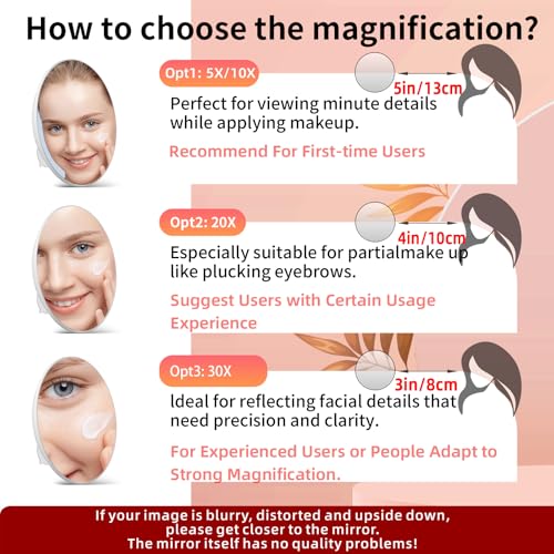 Suupvaor Magnifying Mirror 30X with Suction Cups, Large 6inch Travel 30X Magnified Round Makeup Mirror with High Magnification, Make up Mirror with Tweezers Sets - Image 4