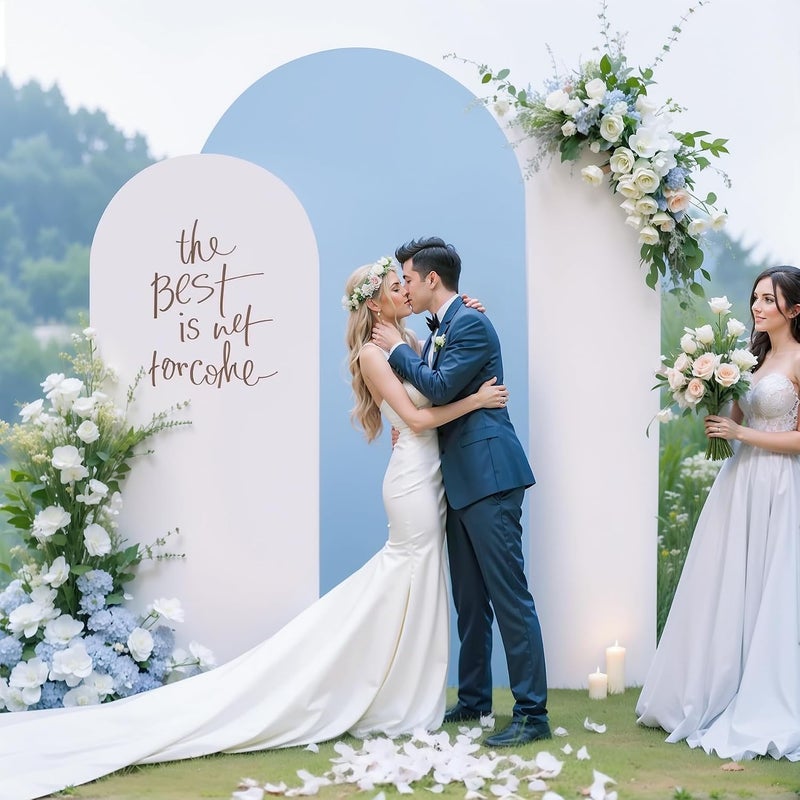 Suppromo White and Blue Arch Backdrop Cover Set of 3-4ft, 5ft, 6ft Arch Covers Stretchy Backdrop Spandex Baby Shower Arch Stand Covers for Birthday Party Wedding Bridal Shower Photo Background Decorations - Image 3