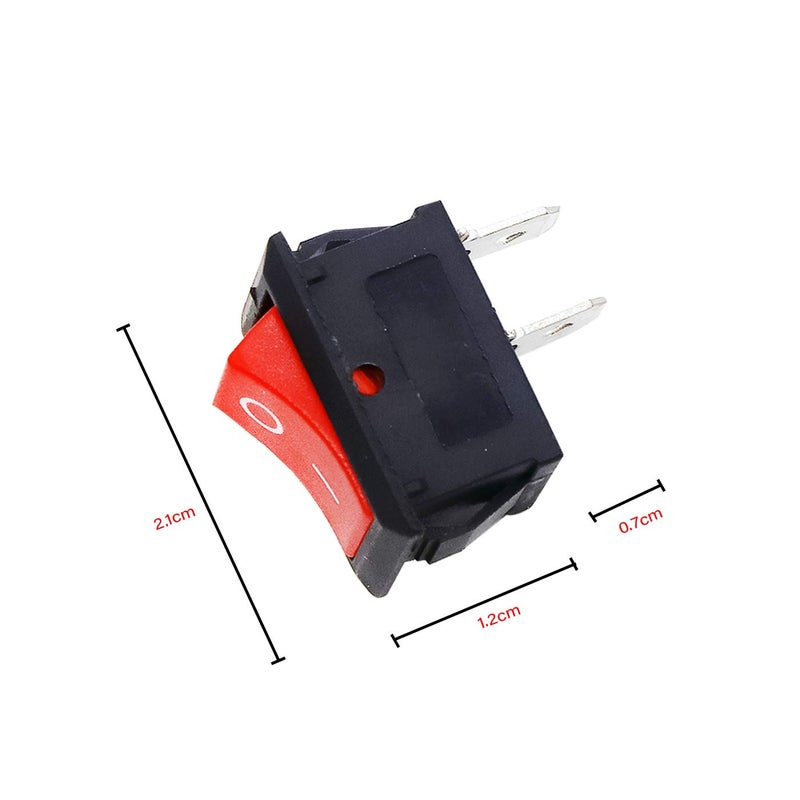 Electronicspices (20 قطعة) مفتاح صخرة صغير مصغر يعمل بنظام التشغيل/الإيقاف مع زر بلاستيكي أحمر 2-دبوس - Image 5