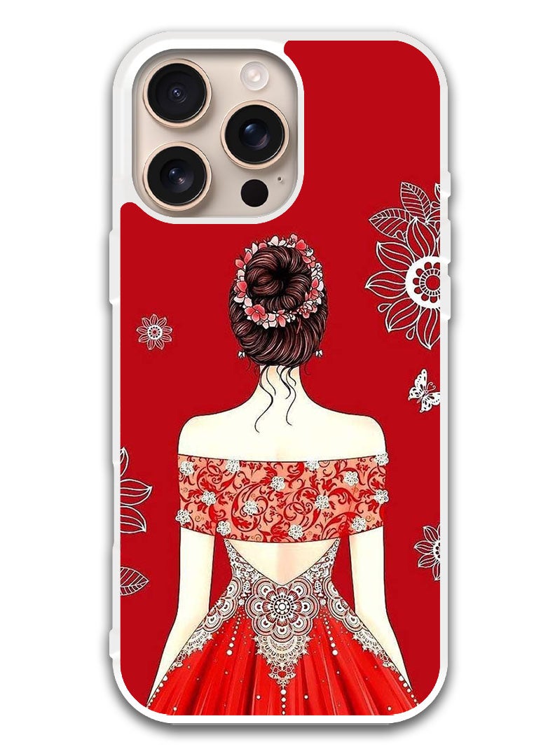 Theodor Protective Case Cover For APPLE IPHONE 16 Pro Cute Ladyy  (White Bumper) - Image 1