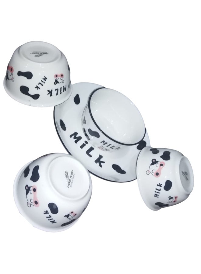 5-Piece Porcelain Dinnerware Set with Cow Milk Design - Image 5