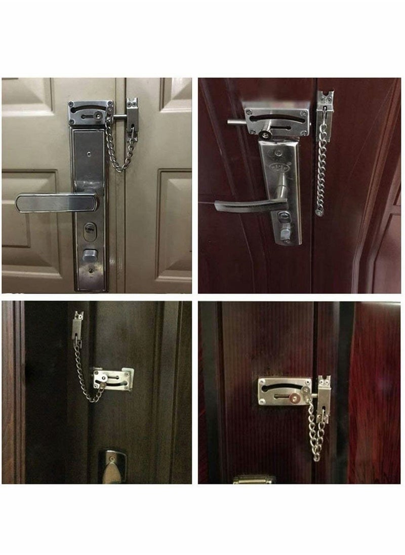 SYOSI - Slide Bolt Latch Gate Latches Safety Door Lock with Anti-Theft Chain and Spring Heavy Duty Stainless Steel Brushed Nickel Finish Slide Bolt Latch Gate Latches Safety Door Lock - Image 1