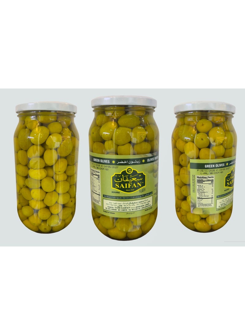 SAIFAN Green olives with pits in brine 2x650 grs | Lebanon | Bundle - Image 2