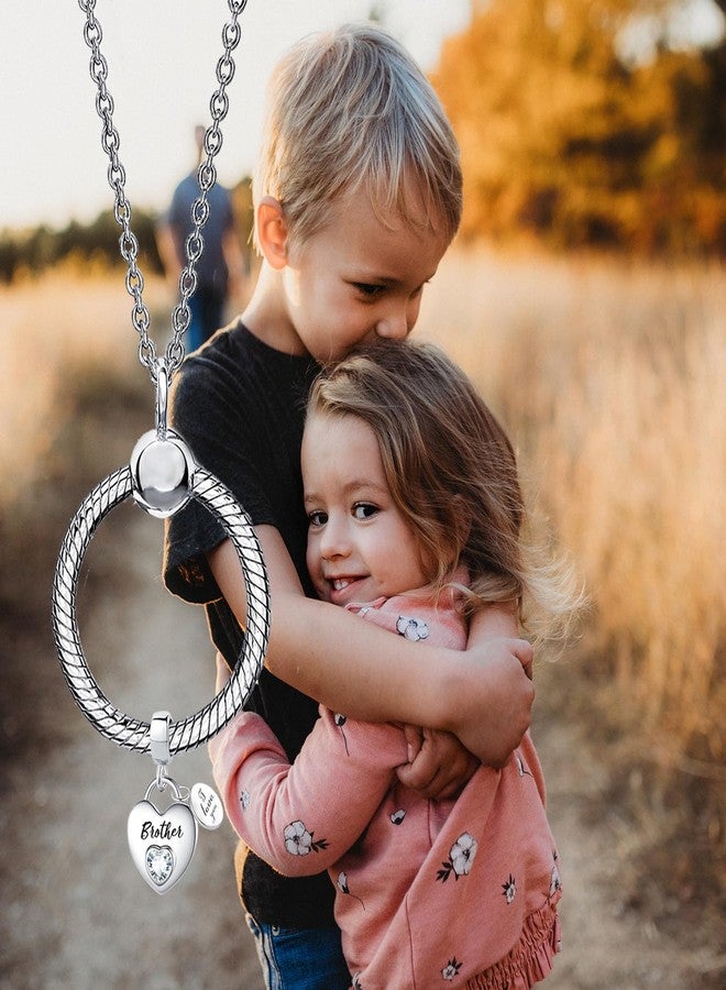 QeenseKc قلادة "أحبك يا أخي" من QeenseKc، خرزة زركونيا مكعبة على شكل قلب، مناسبة لأساور وقلائد باندورا. - Image 5