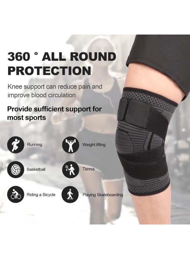ديوتي كم ضاغط لدعامة الركبة قابلة للتعديل، وسادات ركبة رياضية داعمة للرجال والنساء، لفافة ركبة لتخفيف الألم للجري وركوب الدراجات وكرة السلة والتهاب المفاصل ودعم المفاصل (زوج واحد، مقاس واحد) - Image 2
