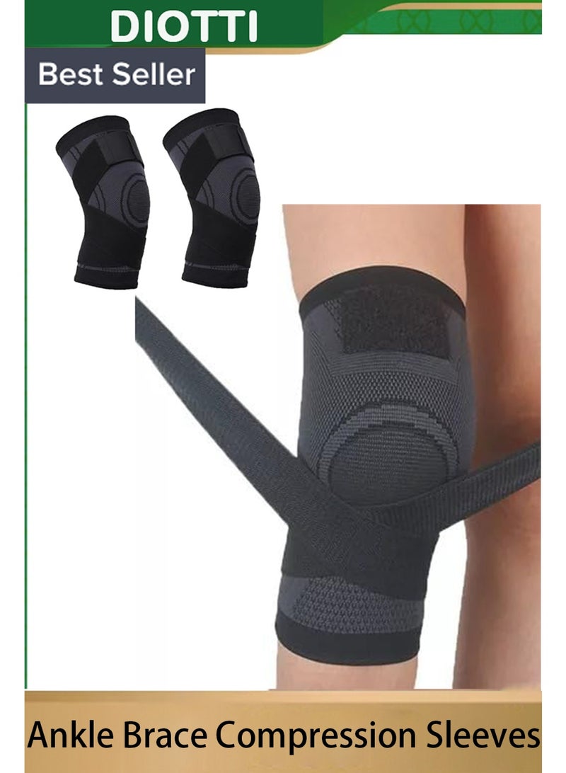 ديوتي كم ضاغط لدعامة الركبة قابلة للتعديل، وسادات ركبة رياضية داعمة للرجال والنساء، لفافة ركبة لتخفيف الألم للجري وركوب الدراجات وكرة السلة والتهاب المفاصل ودعم المفاصل (زوج واحد، مقاس واحد) - Image 1