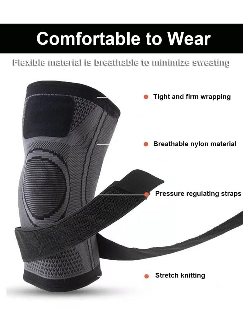 ديوتي كم ضاغط لدعامة الركبة قابلة للتعديل، وسادات ركبة رياضية داعمة للرجال والنساء، لفافة ركبة لتخفيف الألم للجري وركوب الدراجات وكرة السلة والتهاب المفاصل ودعم المفاصل (زوج واحد، مقاس واحد) - Image 4