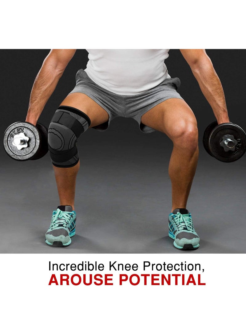 ديوتي كم ضاغط لدعامة الركبة قابلة للتعديل، وسادات ركبة رياضية داعمة للرجال والنساء، لفافة ركبة لتخفيف الألم للجري وركوب الدراجات وكرة السلة والتهاب المفاصل ودعم المفاصل (زوج واحد، مقاس واحد) - Image 5