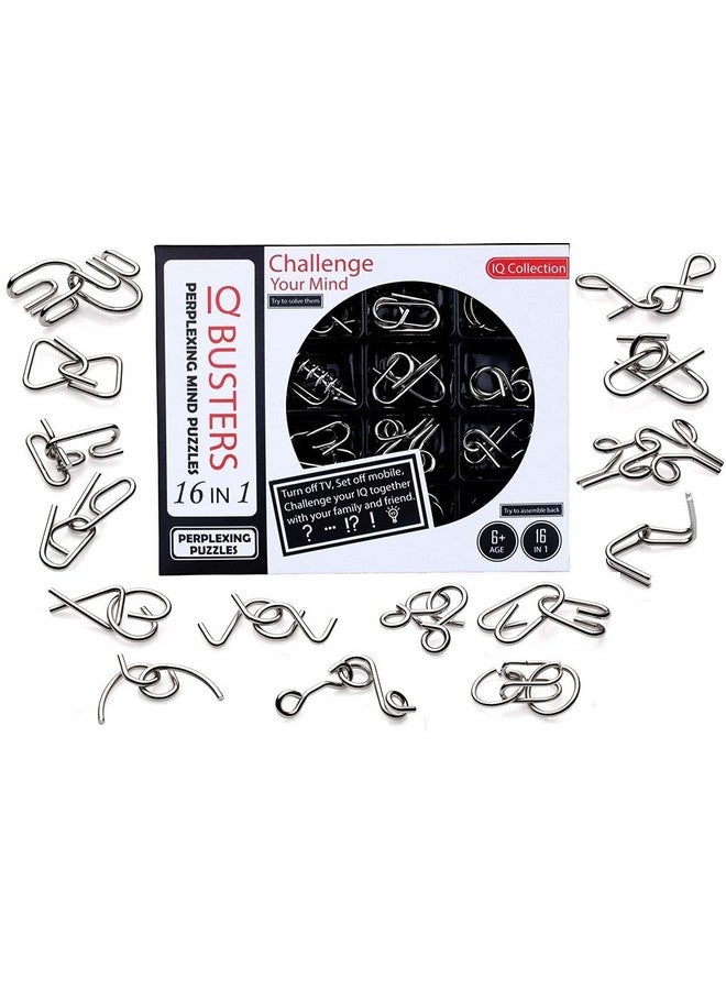 DUNGRANI ENTERPRISE DUNGRANI ENTERPRISE 16 in 1 Stainless Steel Metal Wire Classic Iq Puzzle Perplexing Mind Assembly and Brain Teaser Magic Puzzles Game for All Age Group Set of 16 Pieces in 1 (Special)  - Image 1