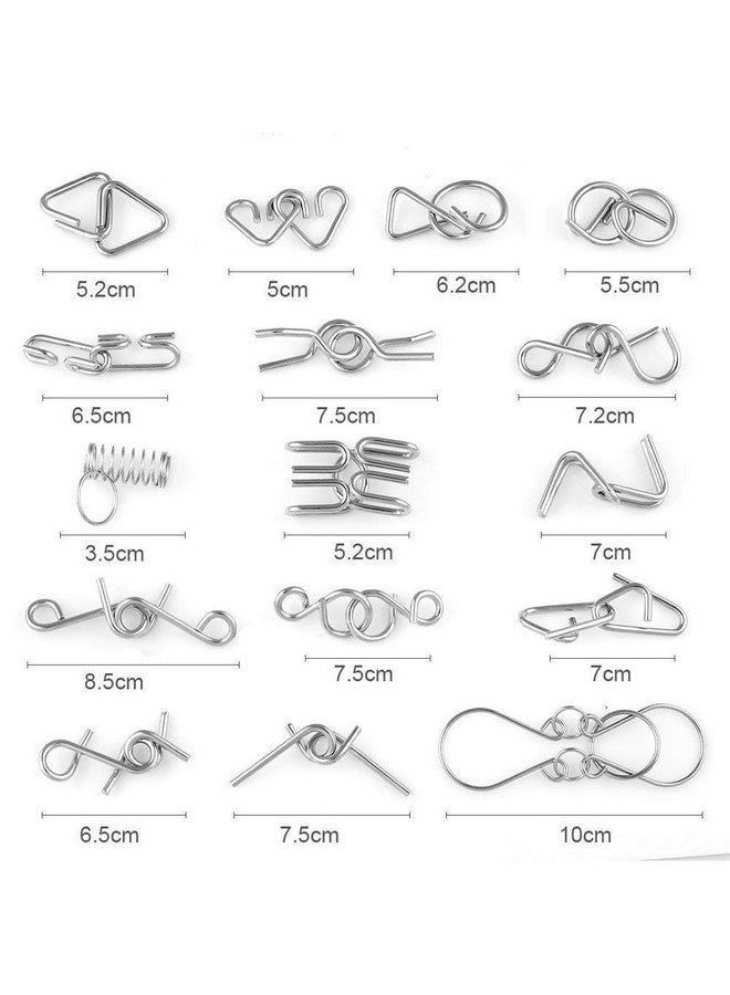 DUNGRANI ENTERPRISE DUNGRANI ENTERPRISE 16 in 1 Stainless Steel Metal Wire Classic Iq Puzzle Perplexing Mind Assembly and Brain Teaser Magic Puzzles Game for All Age Group Set of 16 Pieces in 1 (Special)  - Image 2