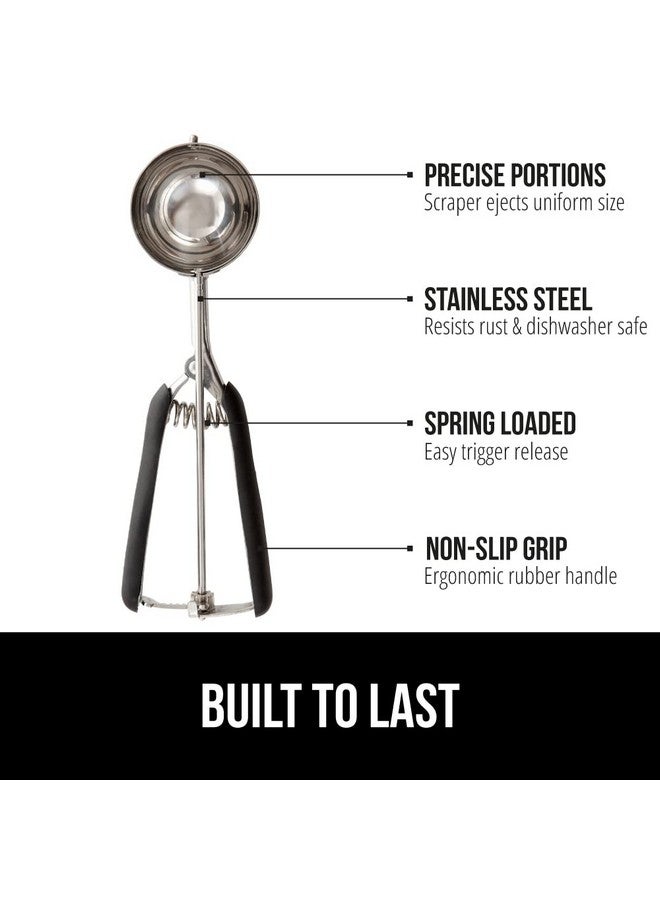 Gorilla Grip Stainless Steel Multipurpose BPA-Free Spring Scoop, 2 TBSP, for Melon, Cookie Dough, Ice Cream Scoops, Perfect Portion Sizes, Easy Squeeze and Clean Release, Scooper Size 30, Black - Image 2
