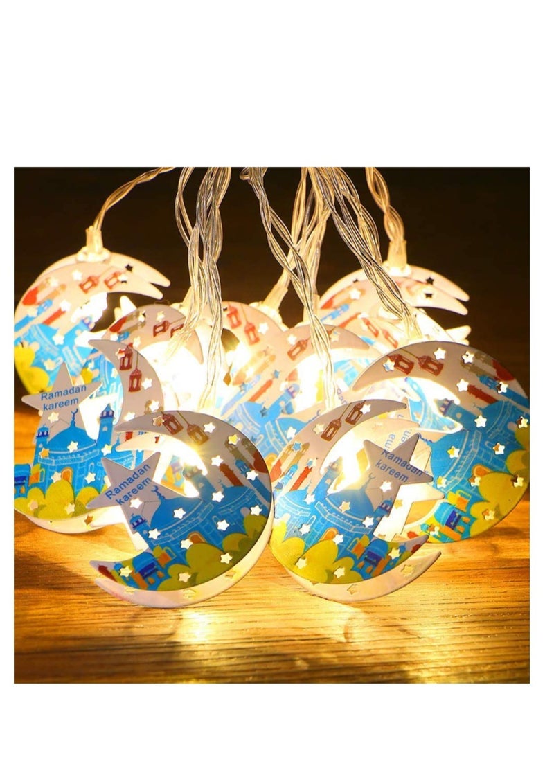 KASTWAVE Star Moon String Lights for Eid Ramadan Decorations, Mubarak Ramadan Moon Star Lantern Lamp,Curtain String Lights with 8 Lighting Modes for Home Outdoor, Bedroom, Wedding, Garden Decorations  - Image 4