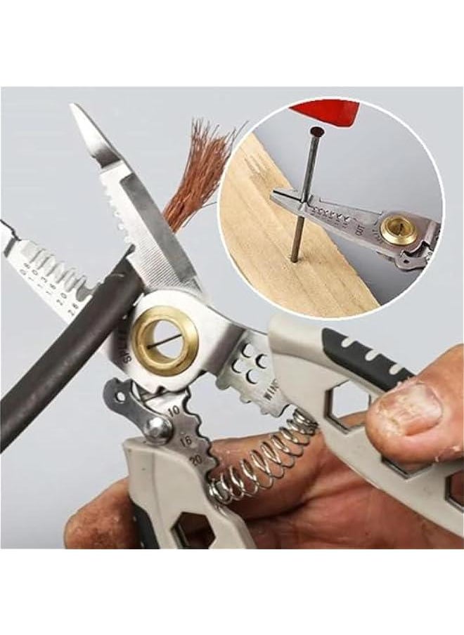 MOXO - Wire Strippers for Electricians,7Inch Multipurpose Wire Stripper,Electrician Wire Stripper,Stripping Cutting Crimping Splitting, for Stripping, Cutting and Crimping - Image 1