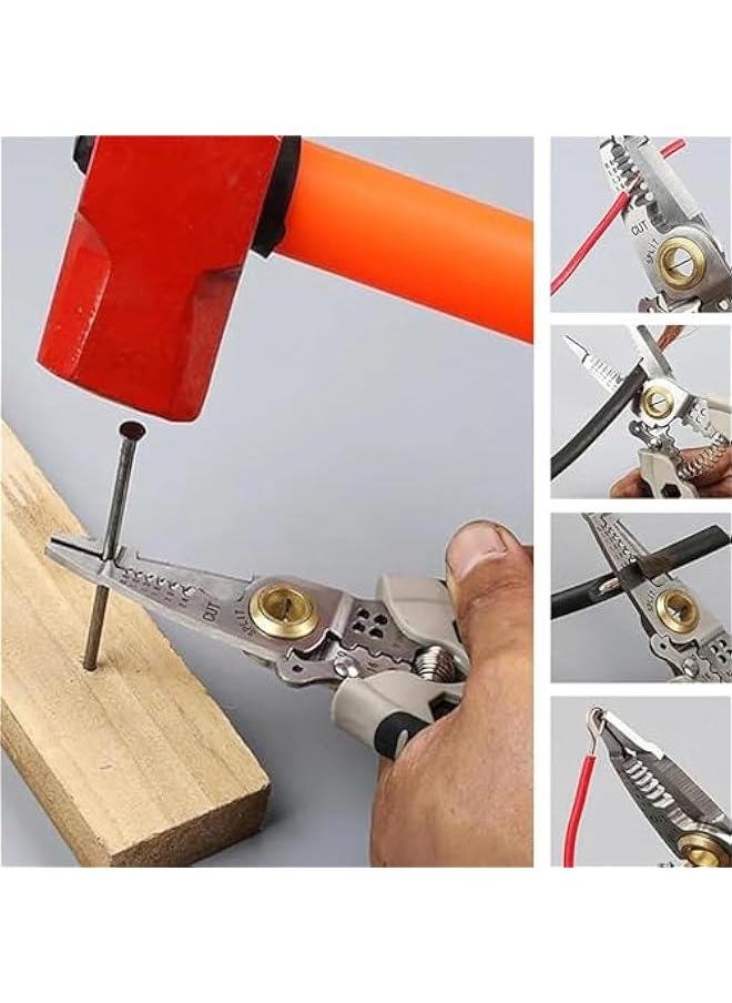 MOXO - Wire Strippers for Electricians,7Inch Multipurpose Wire Stripper,Electrician Wire Stripper,Stripping Cutting Crimping Splitting, for Stripping, Cutting and Crimping - Image 1