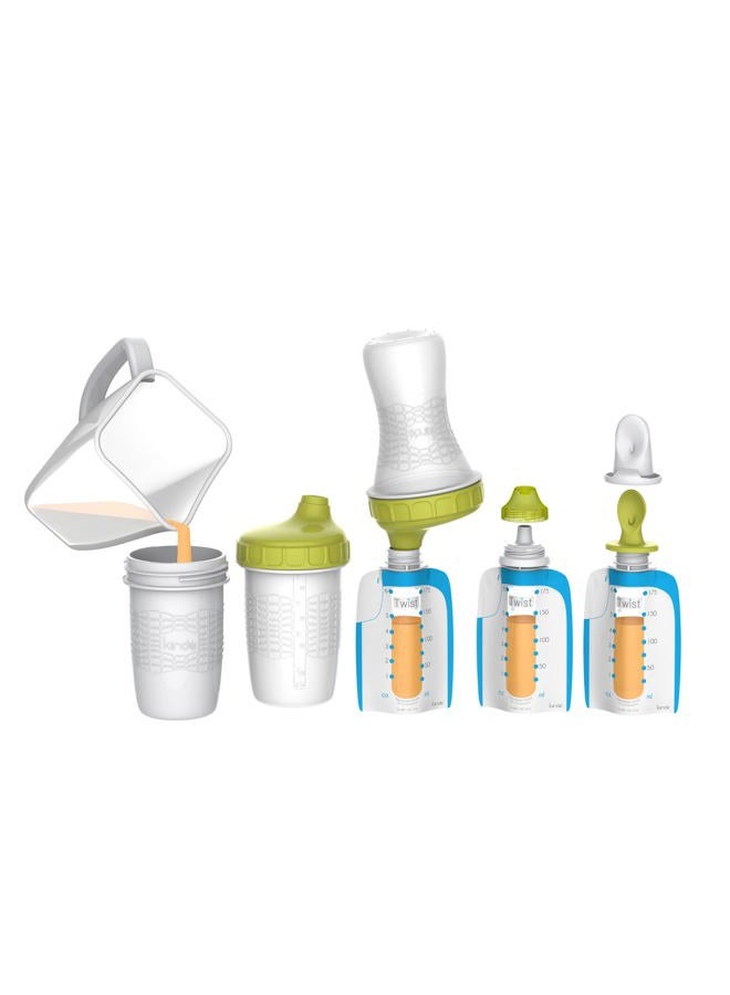 Kiinde Foodii Baby Food Storage Starter Kit, Squeeze Pouch and Reusable Spouts Set  - Image 1
