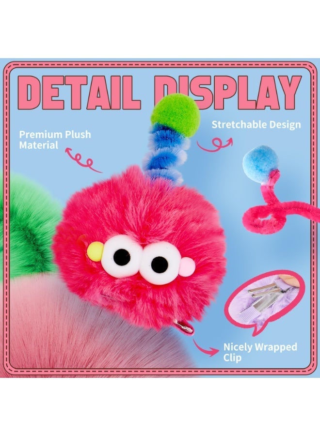 general Wacky Pom Poms Hair Clips for Girls, Funny Cartoon Hair Accessories, Crazy Hair Day Clips for Kids, 5 Pieces - Image 3