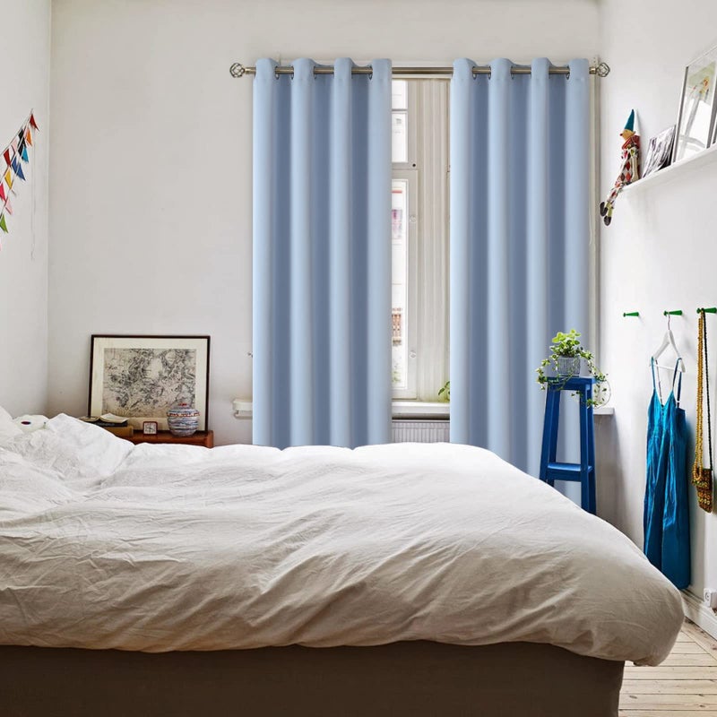 BGment الستائر التعتيم في غرفة المعيشة - الغرفة الحرارية المعزولة بالحرارة الستائر الغامق لغرفة النوم 2 لوحات من 52 × 84 بوصة سبا أزرق - Image 2