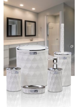 ‎okyanus Home Ocean Home Diamond White Chrome Click Door 5-Piece Bathroom Set  - Image 1