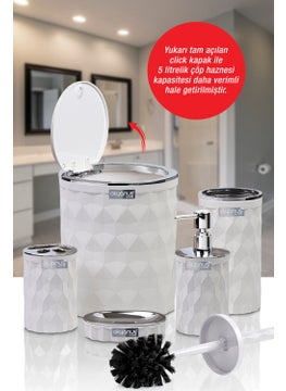 ‎okyanus Home Ocean Home Diamond White Chrome Click Door 5-Piece Bathroom Set  - Image 4