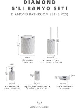 ‎okyanus Home Ocean Home Diamond White Chrome Click Door 5-Piece Bathroom Set  - Image 5