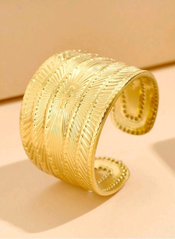 Jewelry For Life Trendy Stainless Steel Gold Plated Ring For Women One Size - Image 1