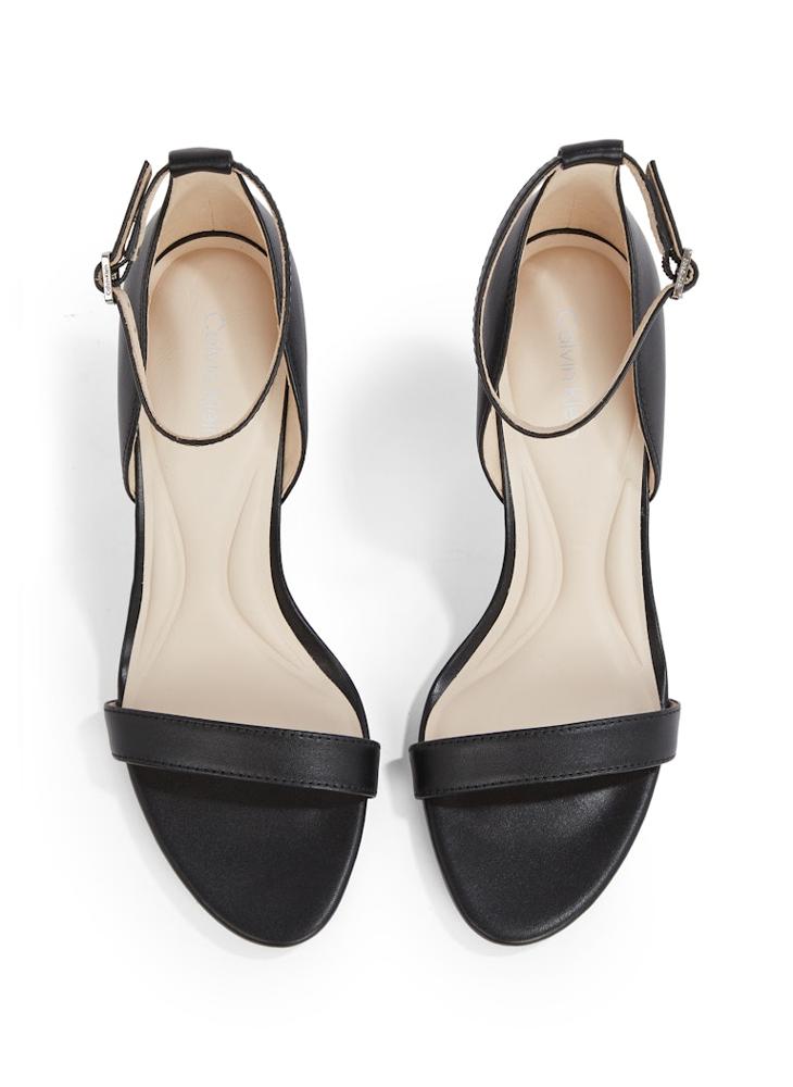CALVIN KLEIN LEATHER HEELED SANDALS - 9 CM  - Image 5