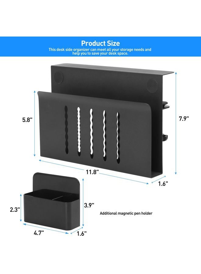 MAXECHO Desk Side Storage, Under Desk Laptop Mount, Table Side Hanging File Organizer, No Drill Clamp On Cable Management Tray, Laptop Holder with Magnetic Pen Holder for Office and Home, Load 22 Lbs - Image 5