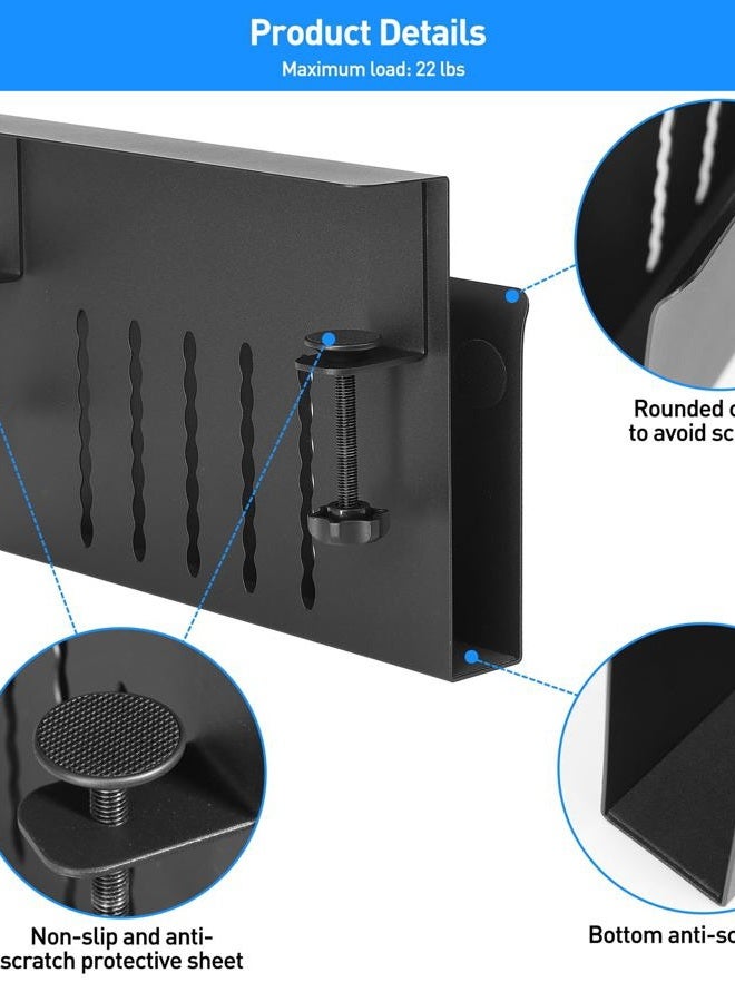 MAXECHO Desk Side Storage, Under Desk Laptop Mount, Table Side Hanging File Organizer, No Drill Clamp On Cable Management Tray, Laptop Holder with Magnetic Pen Holder for Office and Home, Load 22 Lbs - Image 4