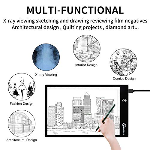 XIAOSTAR Light Box Drawing Pad A5, Tracing Board with Micro USB Cord Charge Cable and Brightness Adjustable for Artists, AnimationDrawing, Sketching, Animation, X-ray Viewing (A5) Not Rechargeable - Image 3