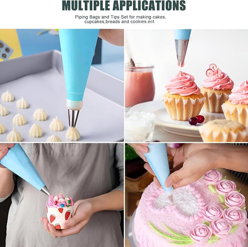 KPS KPS 58 PCs Cake Decorating Set Cake Making Kit 32 Piping Bags 3 Icing Scrapers 2 Spatulas Reusable Baking Tool Accessories for HomeKitchenBakeryPartyFestivals Multicolor - Image 5