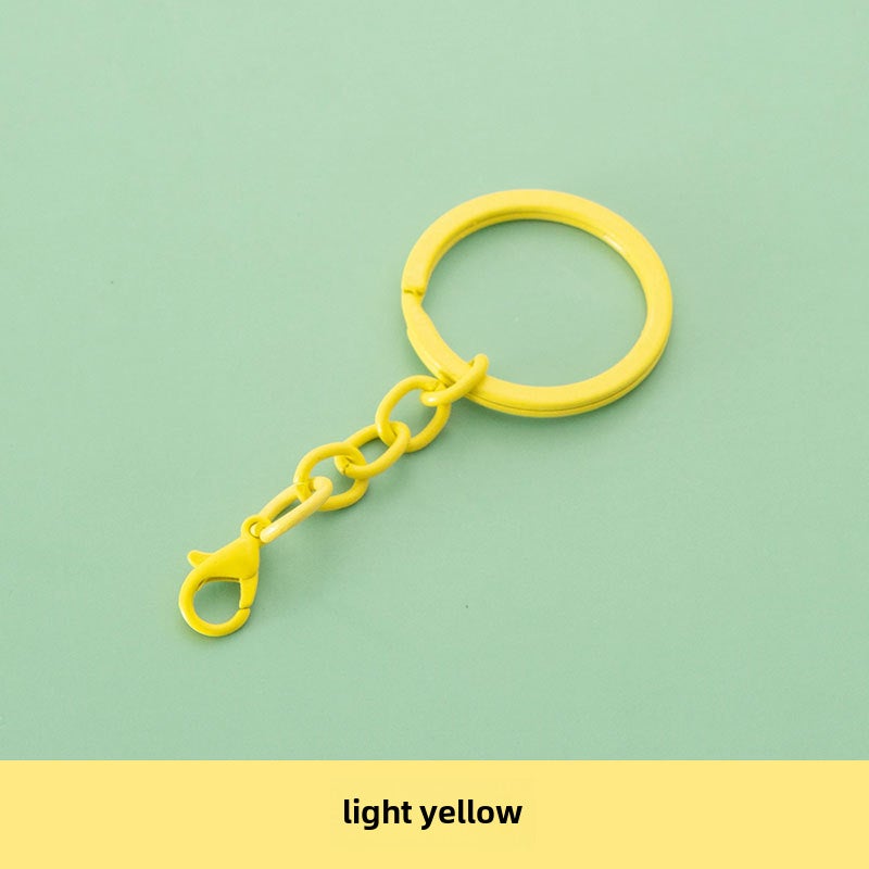Flat Key Ring Chain Lobster Clasp DIY Accessories Light yellow 