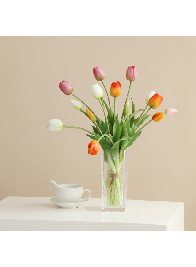 LATIFA Artificial Flowers 15pcs Fake Tulips Real Touch, Faux Latex Tulips Flowers - Image 2