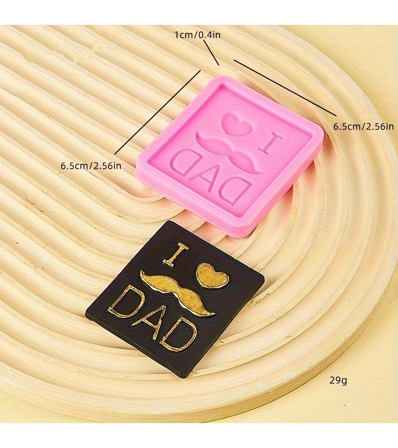Pink Suit Father’s Day Beard Tie Bow Hat Silicone Mold Cake Baking - Image 2