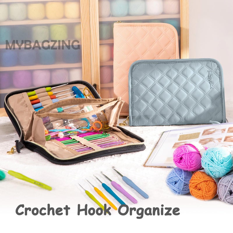 MYBAGZING Crochet Hook Set with Storage Case â€“ 14 Ergonomic Crochet Hooks(2mm(B)-10mm(N), 10 Stitch Markers, Crochet Organizer for Crochet Needles, Accessories, and Supplies - Image 2