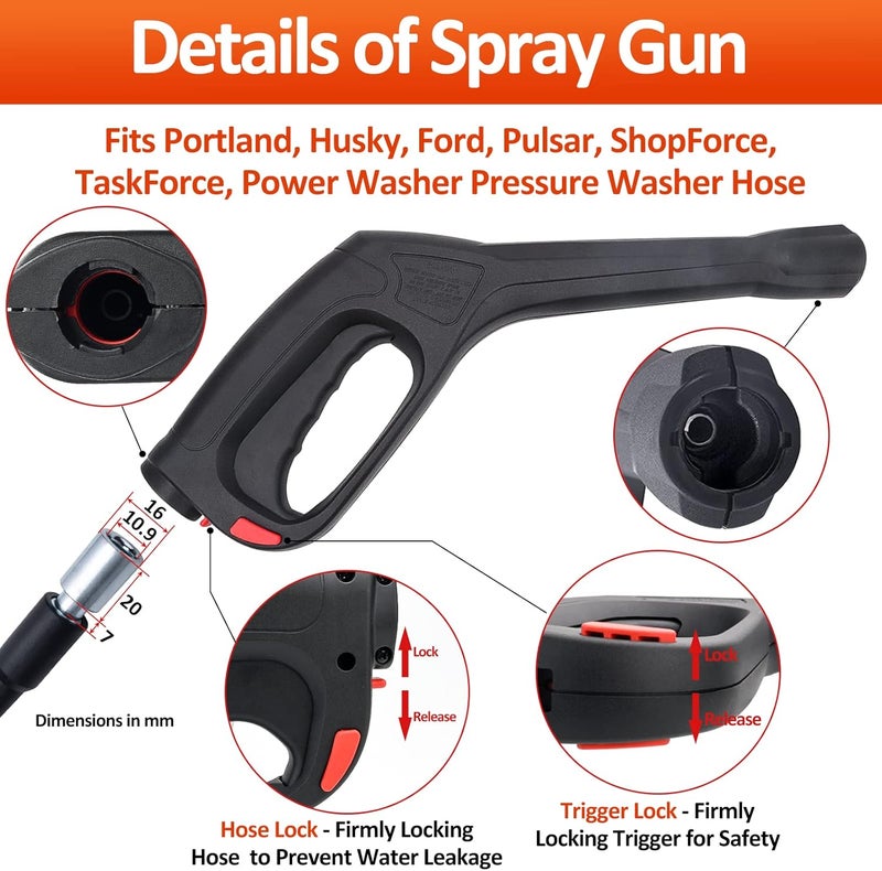 BEAR FORCE Replacement Pressure Washer Spray Gun with Turbo Nozzle & 5 Spray Nozzle Tips, Compatible with Portland Husky Ford Pulsar ShopForce Taskforce Powerwasher - Image 2