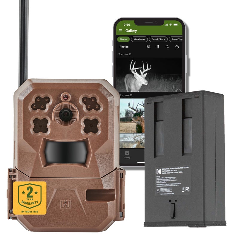 Moultrie Edge Cellular Trail Camera with Rechargeable LithiumIon Battery Auto Connect Nationwide Coverage 720p Video with Audio Cloud Storage Extended Runtime Weatherproof