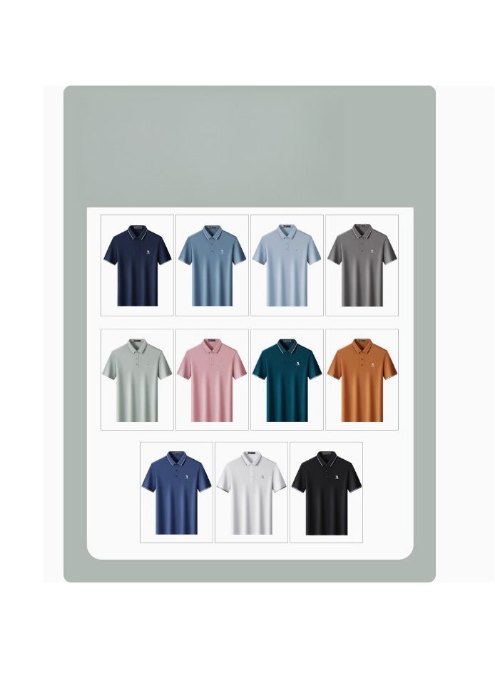 Tucano - 【 Mulberry Silk 5A Antibacterial 】 Men's Short sleeved T-shirt Business Polo Shirt - Image 1