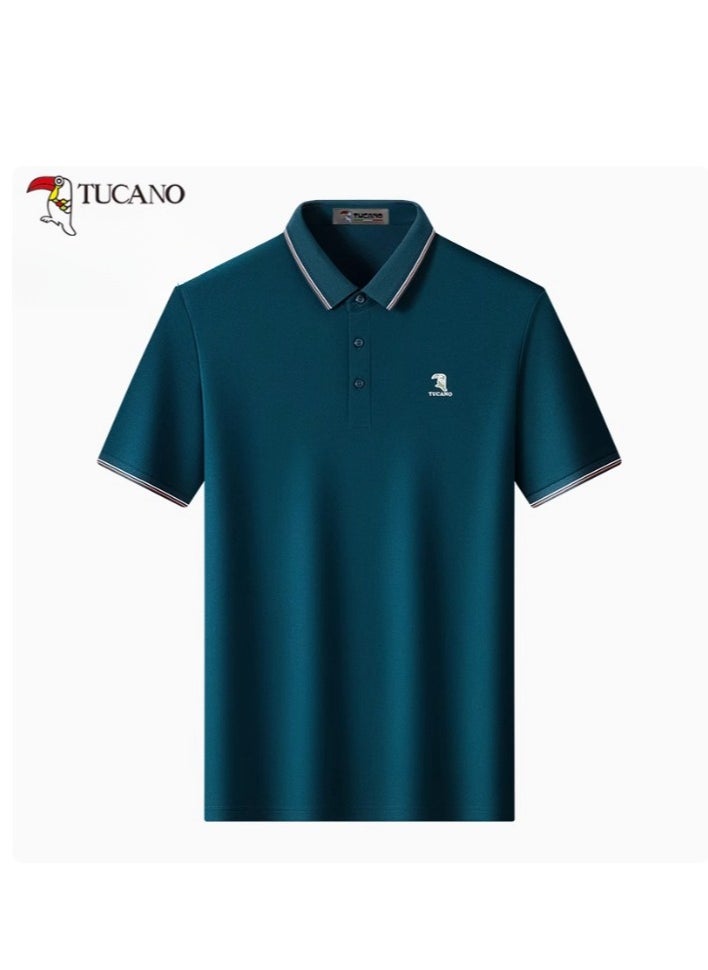 Tucano - 【 Mulberry Silk 5A Antibacterial 】 Men's Short sleeved T-shirt Business Polo Shirt - Image 1