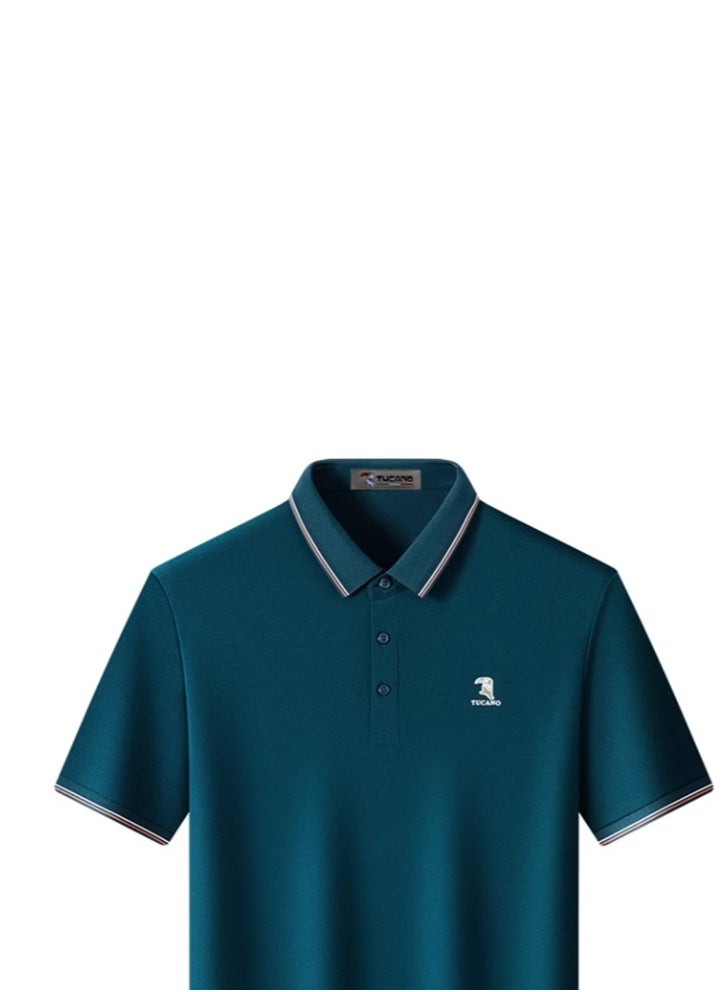 Tucano - 【 Mulberry Silk 5A Antibacterial 】 Men's Short sleeved T-shirt Business Polo Shirt - Image 1