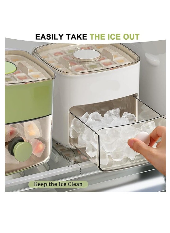 Arabest Ice Cube Tray with Lid and Bin Ice Cube Trays for Freezer Ice Tray Ice Mold Ice Maker Containers Box for Drinks Whiskey Beer Cocktail Coffee with 2 Trays and Ice Storage Bin Tweezers (White)  - Image 2
