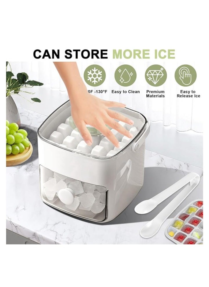 Arabest Ice Cube Tray with Lid and Bin Ice Cube Trays for Freezer Ice Tray Ice Mold Ice Maker Containers Box for Drinks Whiskey Beer Cocktail Coffee with 2 Trays and Ice Storage Bin Tweezers (White)  - Image 4