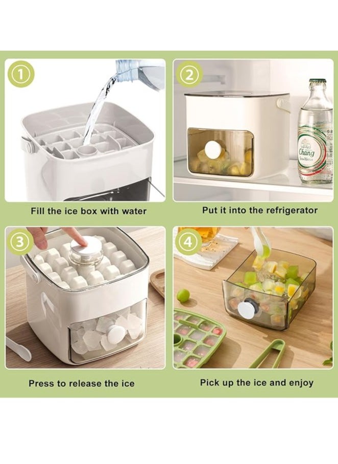 Arabest Ice Cube Tray with Lid and Bin Ice Cube Trays for Freezer Ice Tray Ice Mold Ice Maker Containers Box for Drinks Whiskey Beer Cocktail Coffee with 2 Trays and Ice Storage Bin Tweezers (White)  - Image 5