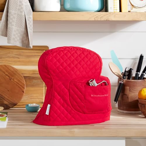 KITCHENAID Fitted TiltHead Stand Mixer Cover with Storage Pocket Quilted 100 Cotton144x18x10 Passion Red - Image 3