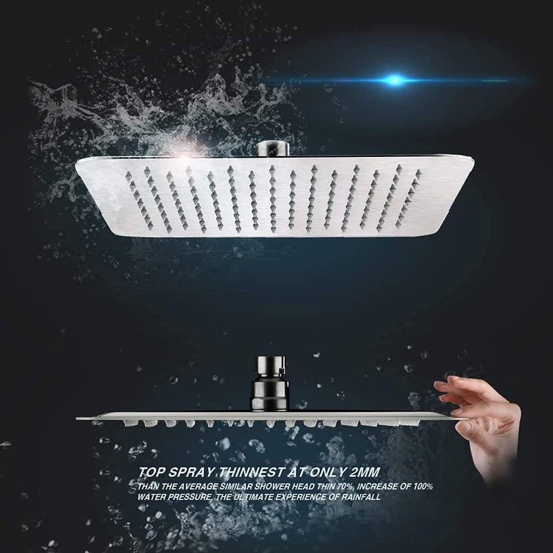 TOSCH Mirror Stainless Steel 304 Square Ultra Slim High Pressure Rainfall Shower Head for bathroom Chrome Finish (6 INCH) (WITHOUT SHOWER ARM) - Image 4