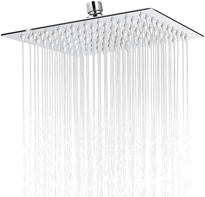 TOSCH Mirror Stainless Steel 304 Square Ultra Slim High Pressure Rainfall Shower Head for bathroom Chrome Finish (6 INCH) (WITHOUT SHOWER ARM) - Image 1