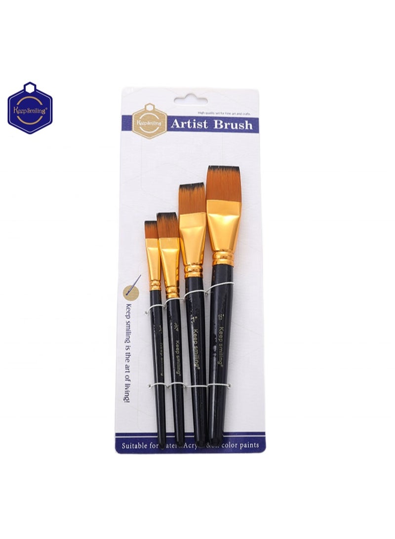Keep Smiling 4PCS Professional Artist Brush Set for Oil, Acrylic & Watercolor - Image 1